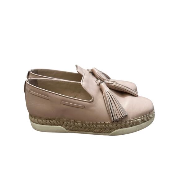 TOD'S Leather Tassel Espadrille Slip On Shoes Powder Pink Size 36.5 US 6.5 - Picture 3 of 9